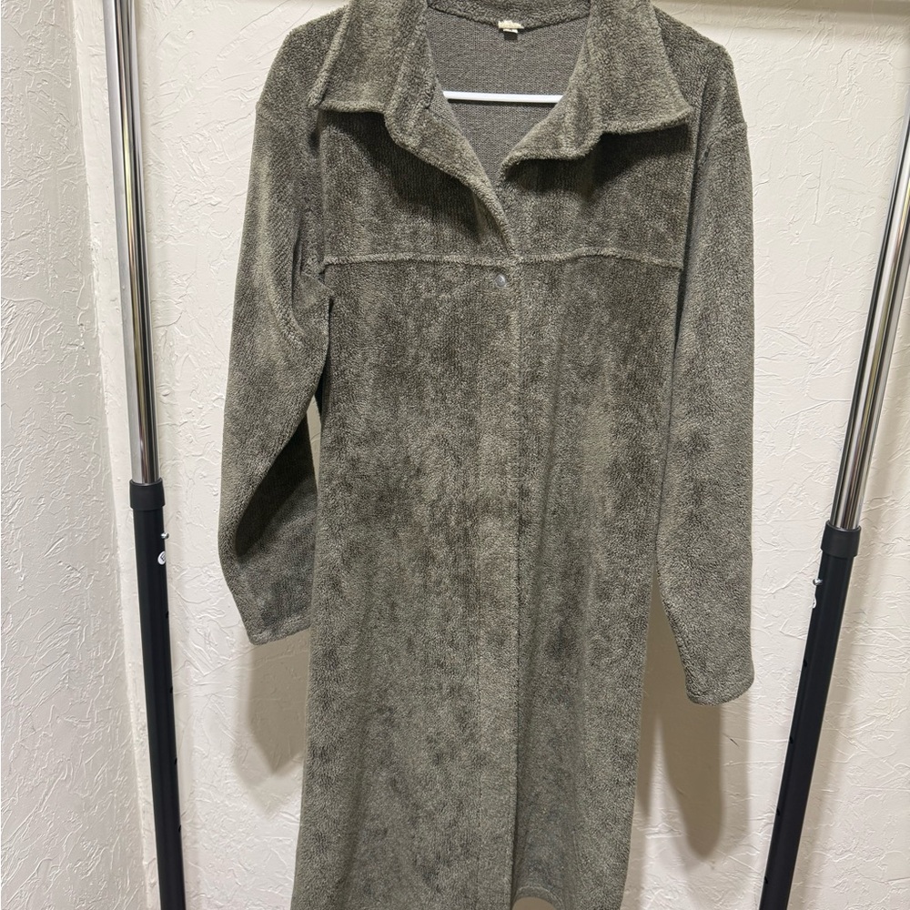 Kerrits Olive Green Fleece 1-Snap Long Overcoat Size 4